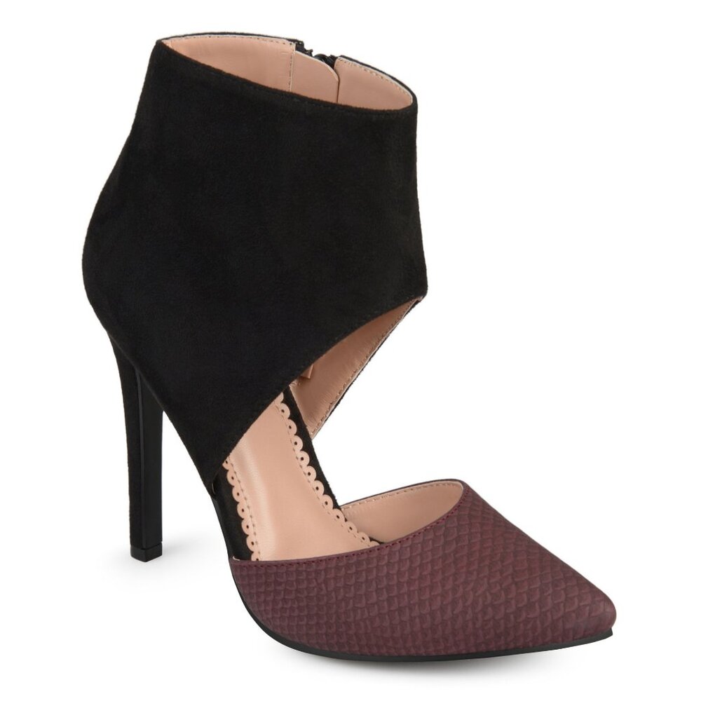 *SALE* Journee Collection Zinia Suede Stiletto Pumps, Burg/Blk 7.5M--3687